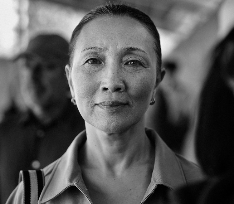 Woman looking straight at camera