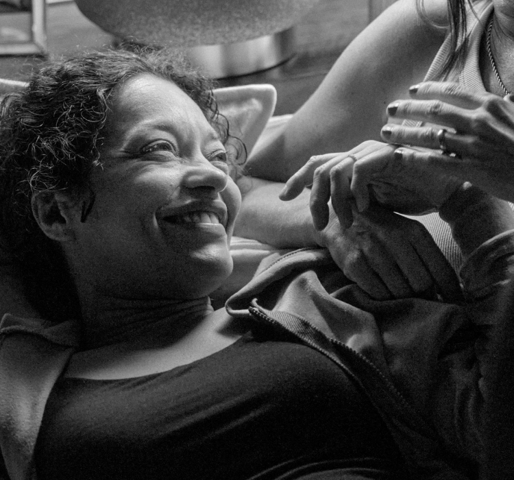 Woman looking up at her loved one