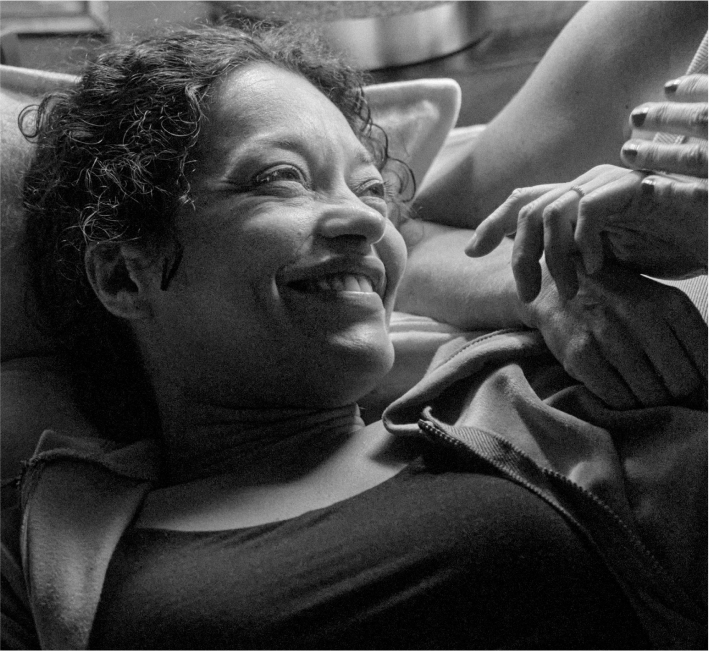 Woman looking up at her loved one
